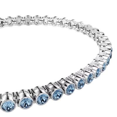 Rhodium-Plated Metal & Blue Crystal Imber Emily Tennis Bracelet, Length 16,5 cm to 18,5 cm - 5734239 - Swarovski