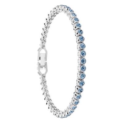 Rhodium-Plated Metal & Blue Crystal Imber Emily Tennis Bracelet, Length 16,5 cm to 18,5 cm - 5734239 - Swarovski