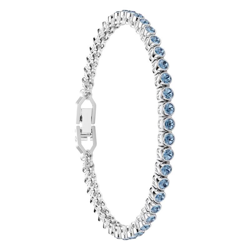 Rhodium-Plated Metal & Blue Crystal Imber Emily Tennis Bracelet, Length 16,5 cm to 18,5 cm - 5734239 - Swarovski