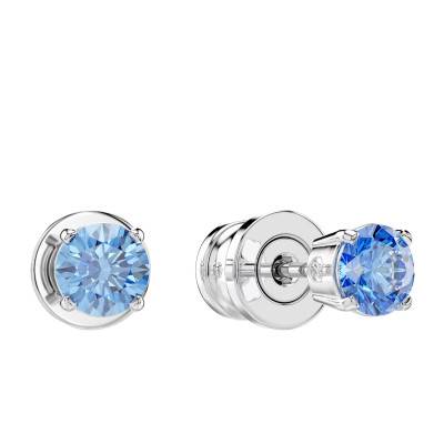 Stilla Rhodium-Plated Metal & Blue Cubic Zirconia Stud Earrings - 5734250 - Swarovski