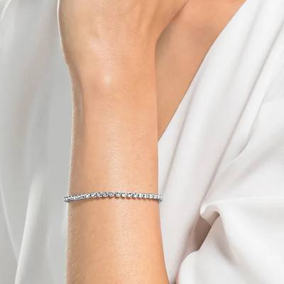 Imber Emily Rhodium-Plated Metal & Black Crystal Tennis Bracelet, Length 15 cm to 18.5 cm - 5734238 - Swarovski