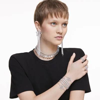 Rose Metal & Black Crystal Imber Emily Tennis Bracelet, Length 16,5 cm to 18,5 cm - 5734240 - Swarovski