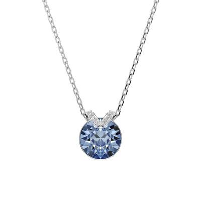 Bella V Rhodium-Plated Metal & Blue and White Crystal Necklace, Length 38 cm to 43 cm - 5734232 - Swarovski