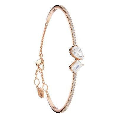 Mesmera Rose Gold-Plated & White Cubic Zirconia and Crystal Bangle Bracelet, Length 15.8 cm - 5734247 - Swarovski