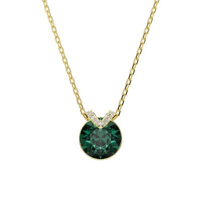 Bella V Gold-Plated Metal, Green & White Crystal Necklace, 38 cm to 43 cm - 5735387 - Swarovski