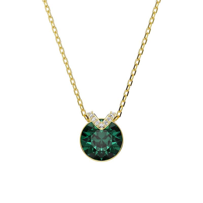 Bella V Gold-Plated Metal, Green & White Crystal Necklace, 38 cm to 43 cm - 5735387 - Swarovski