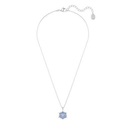 Rhodium-Plated Metal & Blue Crystal Magic Necklace, Length 38 cm to 43 cm - 5735399 - Swarovski