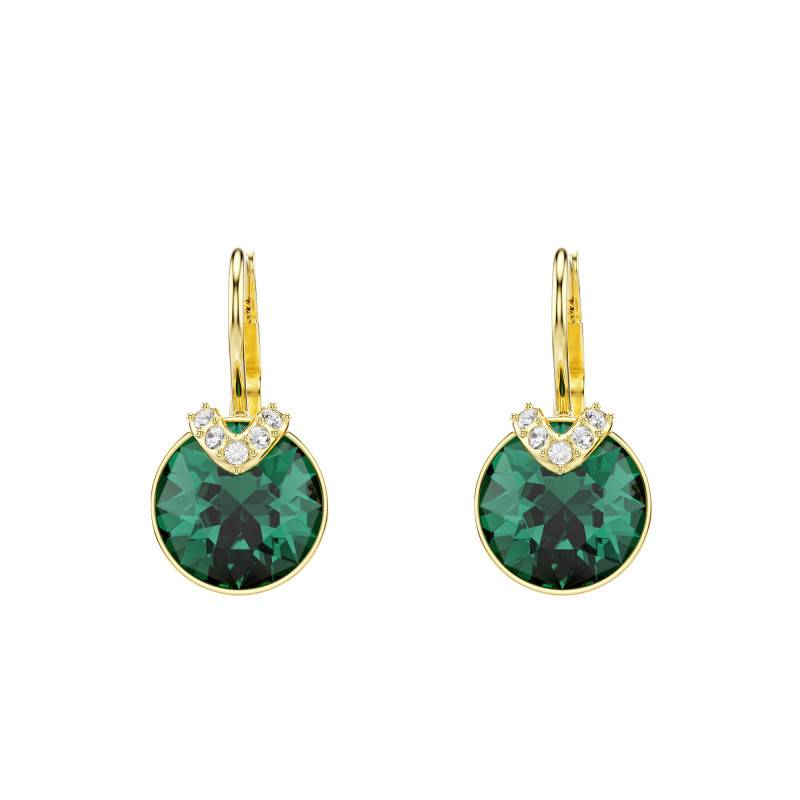 Gold-Plated Metal & Green and White Crystal Bella V Leverback Earrings - 5735389 - Swarovski