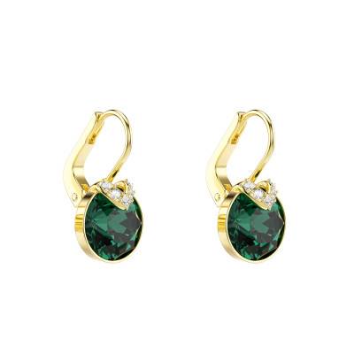 Gold-Plated Metal & Green and White Crystal Bella V Leverback Earrings - 5735389 - Swarovski