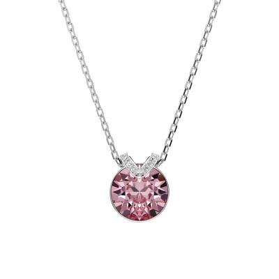 Bella V Rhodium-Plated Metal & Pink and White Crystal Necklace, Length 38 cm to 43 cm - 5734230 - Swarovski