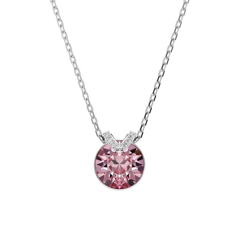 Bella V Rhodium-Plated Metal & Pink and White Crystal Necklace, Length 38 cm to 43 cm - 5734230 - Swarovski