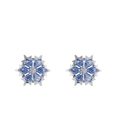 Rhodium-Plated Metal & Blue Zirconia Magic Stud Earrings - 5734242 - Swarovski