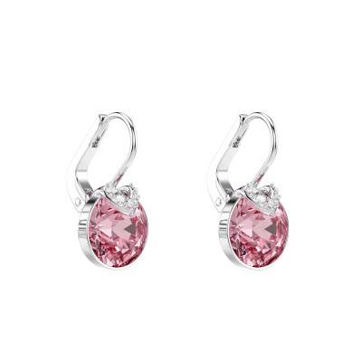 Bella V Rhodium-Plated Metal & Pink and White Crystal Drop Earrings - 5734235 - Swarovski