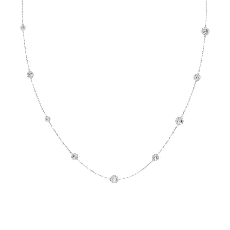 Rhodium-Plated Metal & White Crystal Una Angelic Sautoir Necklace, Length 80 cm to 90 cm - 5733197 - Swarovski