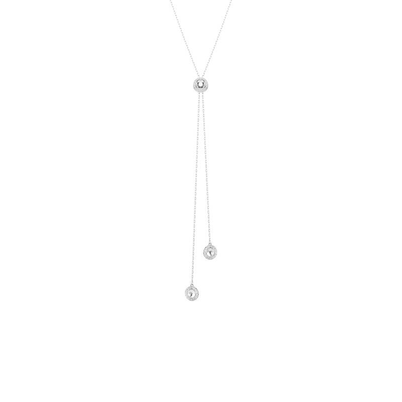 Rhodium-Plated Metal & White Crystals Una Angelic Y-Necklace, Length 42 cm to 49 cm - 5733067 - Swarovski