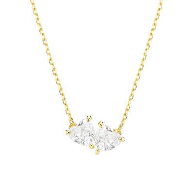 Gold-Tone Metal & White Crystal Mesmera Hearts Necklace, Length 38 cm to 45 cm - 5733475 - Swarovski