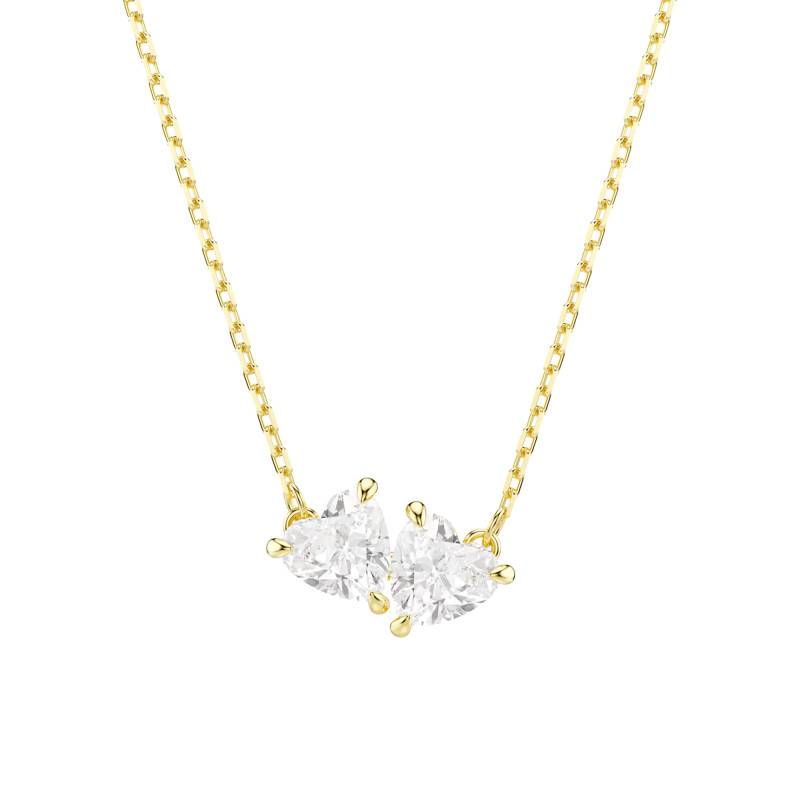 Gold-Tone Metal & White Crystal Mesmera Hearts Necklace, Length 38 cm to 45 cm - 5733475 - Swarovski