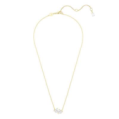 Gold-Tone Metal & White Crystal Mesmera Hearts Necklace, Length 38 cm to 45 cm - 5733475 - Swarovski