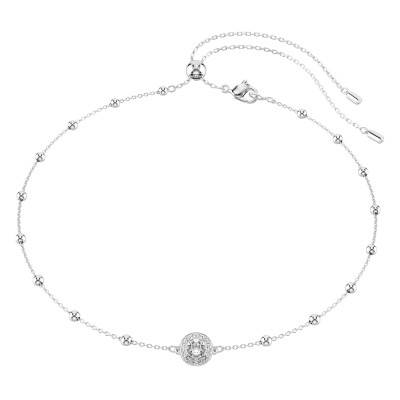 Rhodium-Plated Metal & White Crystals Una Angelic Necklace, Length 38 cm to 48 cm - 5733116 - Swarovski