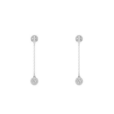 Rhodium-Plated Metal & White Crystal Una Angelic Drop Earrings - 5732273 - Swarovski