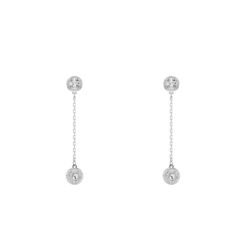 Rhodium-Plated Metal & White Crystal Una Angelic Drop Earrings - 5732273 - Swarovski