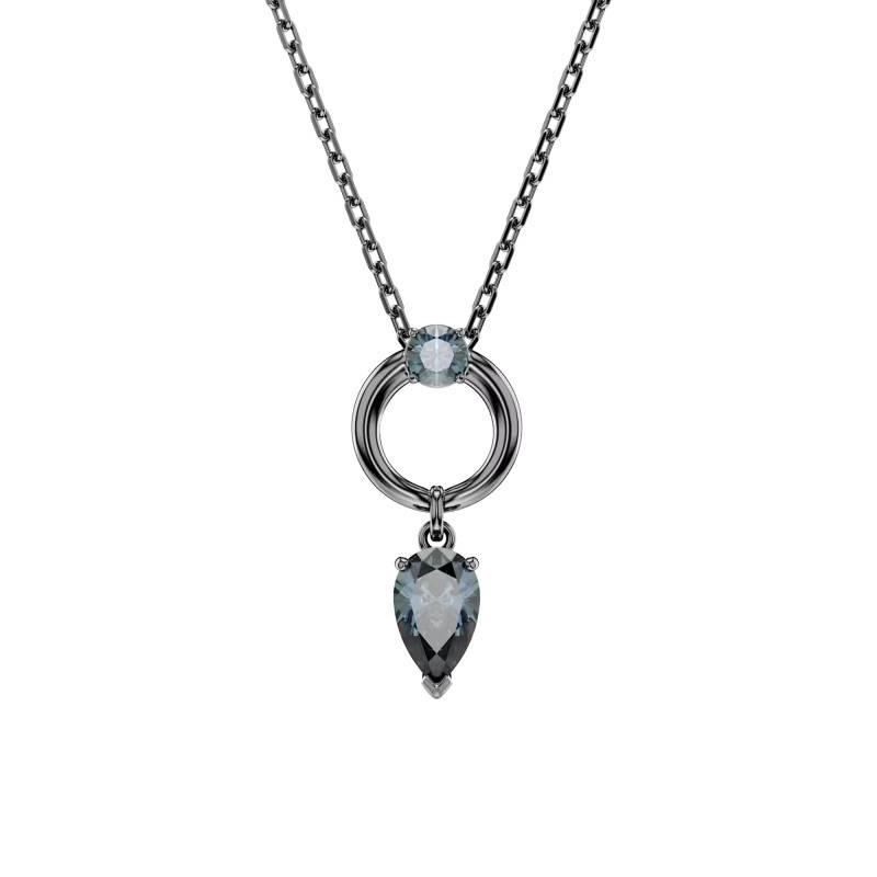 Mesmera Ruthenium-Plated Metal & Gray Crystal Necklace, 42 cm to 47 cm - 5732491 - Swarovski