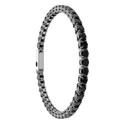 Bracelet Tennis Matrix, Métal Plaqué Ruthénium & Cristaux Noirs, Longueur 17,5 cm - 5696032 - Swarovski