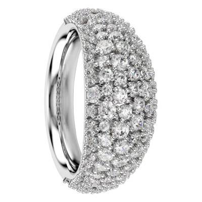 Rhodium-Plated Metal & White Crystal Sublima Ring - 5737595 - Swarovski