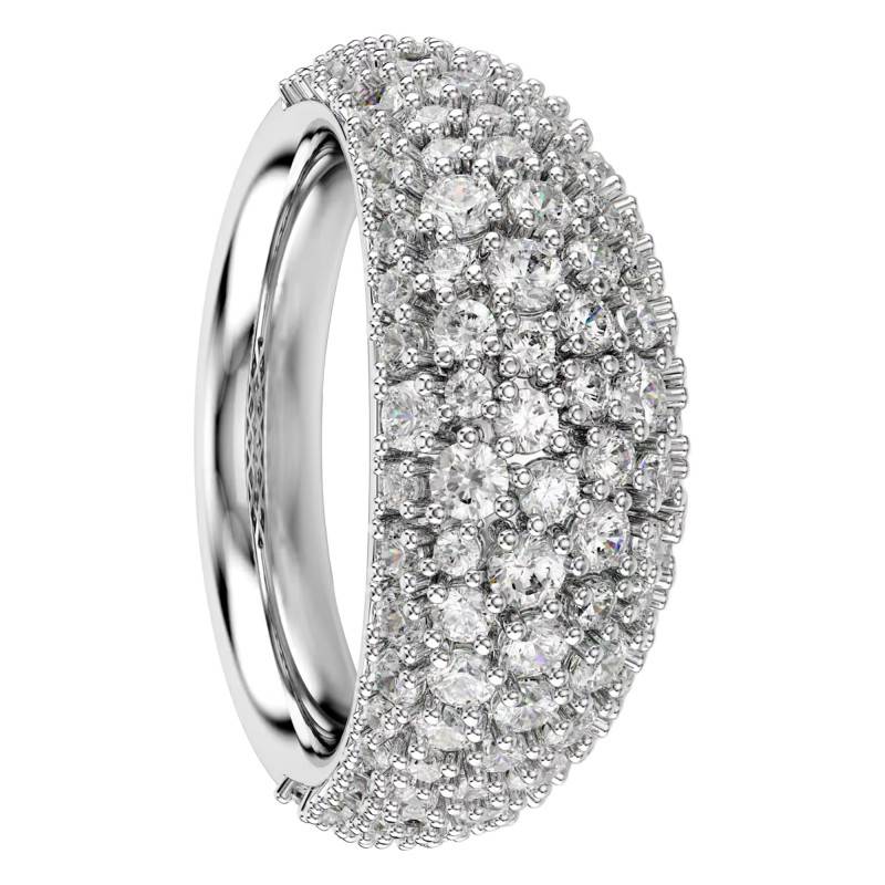 Rhodium-Plated Metal & White Crystal Sublima Ring - 5737595 - Swarovski
