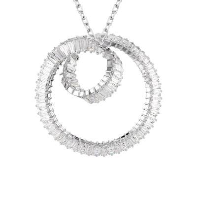 Matrix Spiral Rhodium-Plated Metal & White Crystal Necklace, Length 65 cm to 75 cm - 5727114 - Swarovski