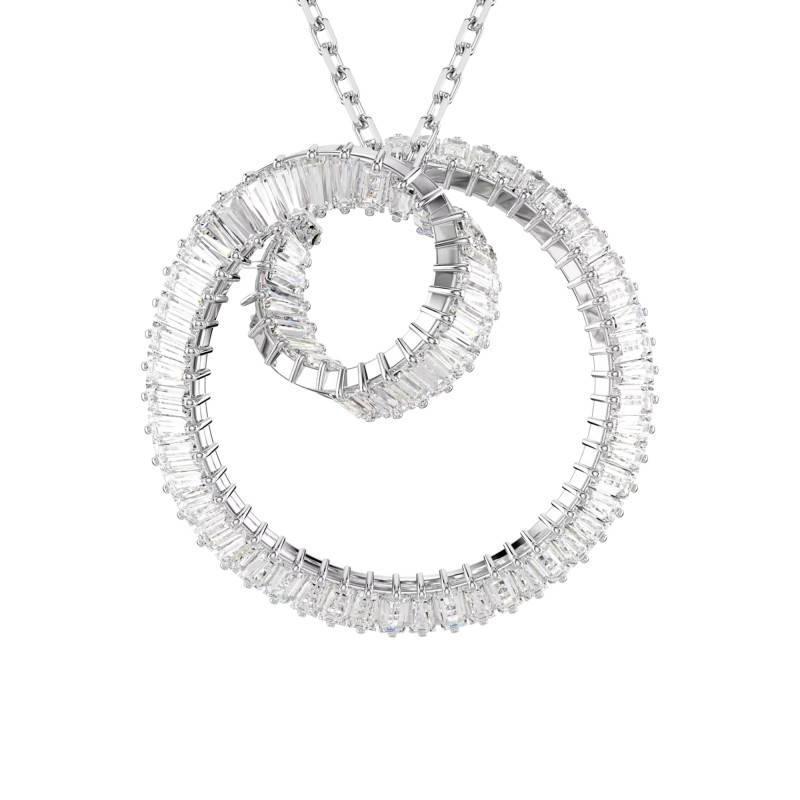 Matrix Spiral Rhodium-Plated Metal & White Crystal Necklace, Length 65 cm to 75 cm - 5727114 - Swarovski