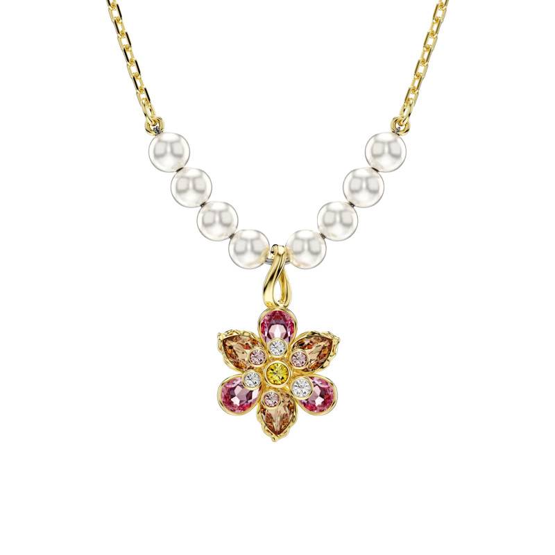 Idyllia Gold-Tone Metal, Multicolor Crystal & Pearl Necklace, Length 38 cm to 45 cm - 5723140 - Swarovski