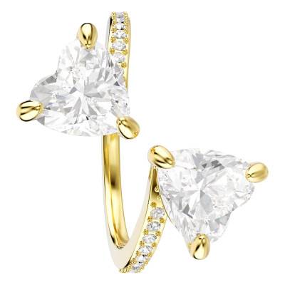 Mesmera Hearts Gold-Tone Metal & White Crystal Ring - 5733480 - Swarovski