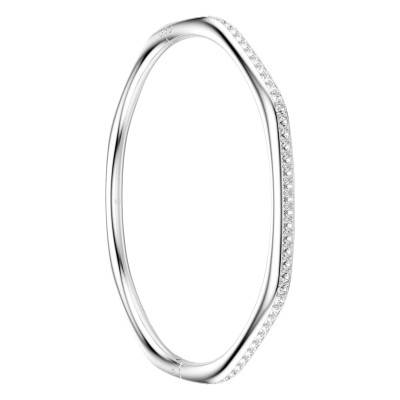 Dextera Rhodium-Plated Metal & White Crystal Bangle Bracelet, Length 16 cm, 17 cm or 18 cm - 5725221 - Swarovski