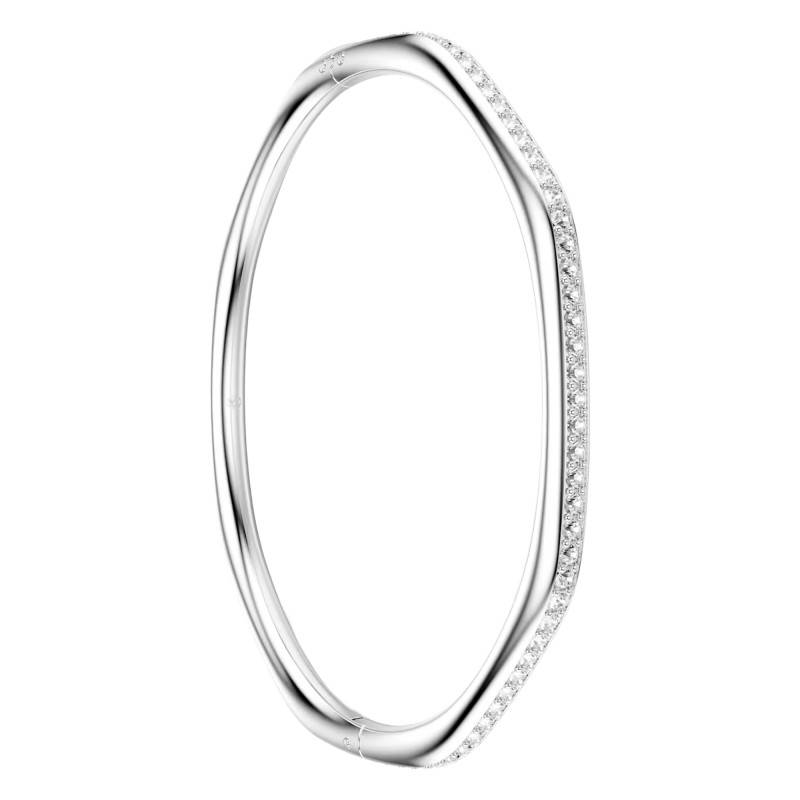Dextera Rhodium-Plated Metal & White Crystal Bangle Bracelet, Length 16 cm, 17 cm or 18 cm - 5725221 - Swarovski
