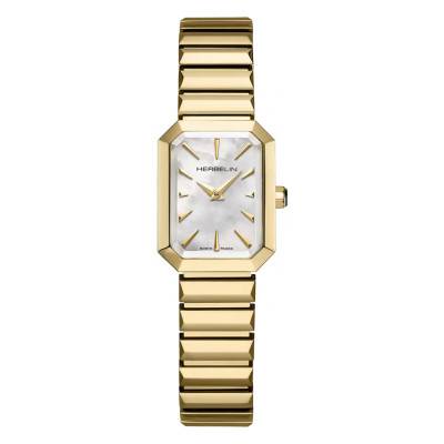 Montre Octogone Quartz Nacre Blanche & PVD Or Jaune 17556BP1N19 - Herbelin