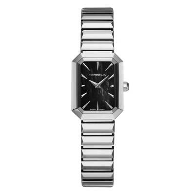 Montre Octogone Quartz Nacre Noire & Acier 17556B49 - Herbelin