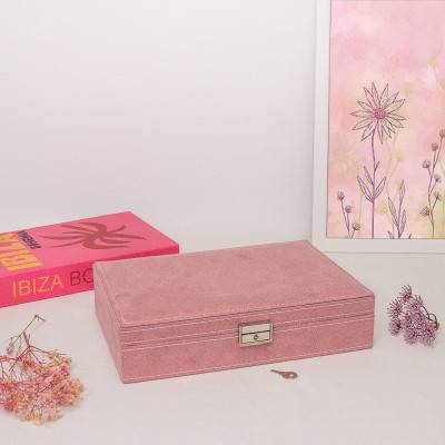 Boîte à Bijoux Flanelle Rose, 28x19x6cm - Les Essentiels