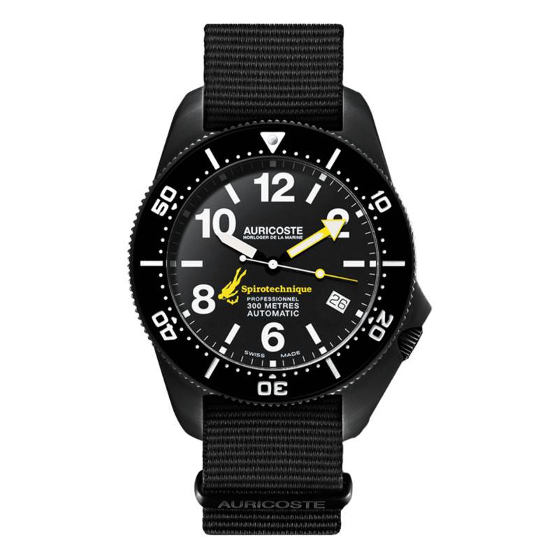 Spirotechnique 300M Black DLC Arabic Numeral Dial Watch Set a9202 - Auricoste