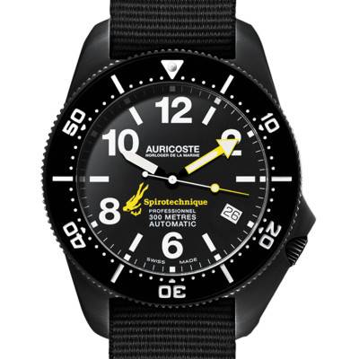 Spirotechnique 300M Black DLC Arabic Numeral Dial Watch Set a9202 - Auricoste