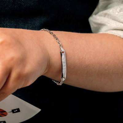 925 Sterling Silver Cable Chain Baby ID Bracelet, Length 13 cm to 15 cm, Width 1 mm - Bambins