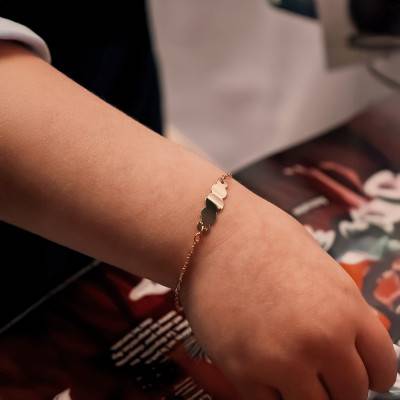 "Yellow Gold Cloud Mariner Chain Baby ID Bracelet 750/1000 Adjustable Length 14 cm" - Bambins