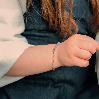 375 White Gold Baby ID Bracelet, Adjustable Length 14 cm, Width 2 mm - Bambins