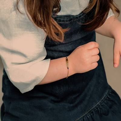Curb Chain Baby ID Bracelet, Yellow Gold-Plated, 13 cm to 15 cm - Bambins