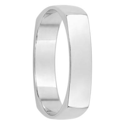 Alliance Carrée en Or Blanc 750, Largeur 4 mm - Amore