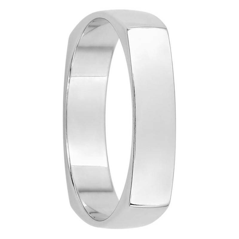 750/1000 White Gold Square Wedding Ring, 4 mm Width - Amore