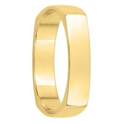 750/1000 Yellow Gold Square Standard Wedding Ring, 4 mm Width - Amore