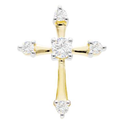 Croix en Or Jaune 375 ou 750 et Diamants 0,13ct - Allegoria