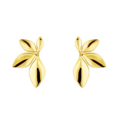 Boucles d'Oreilles Feuilles en Acier Doré - Emanessence