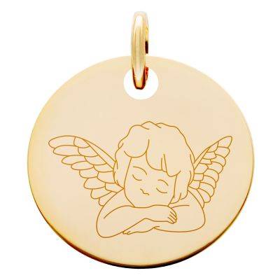 Médaille Chérubin Endormi en Plaqué Or Jaune, Diamètre 19 mm - Lumiosa
